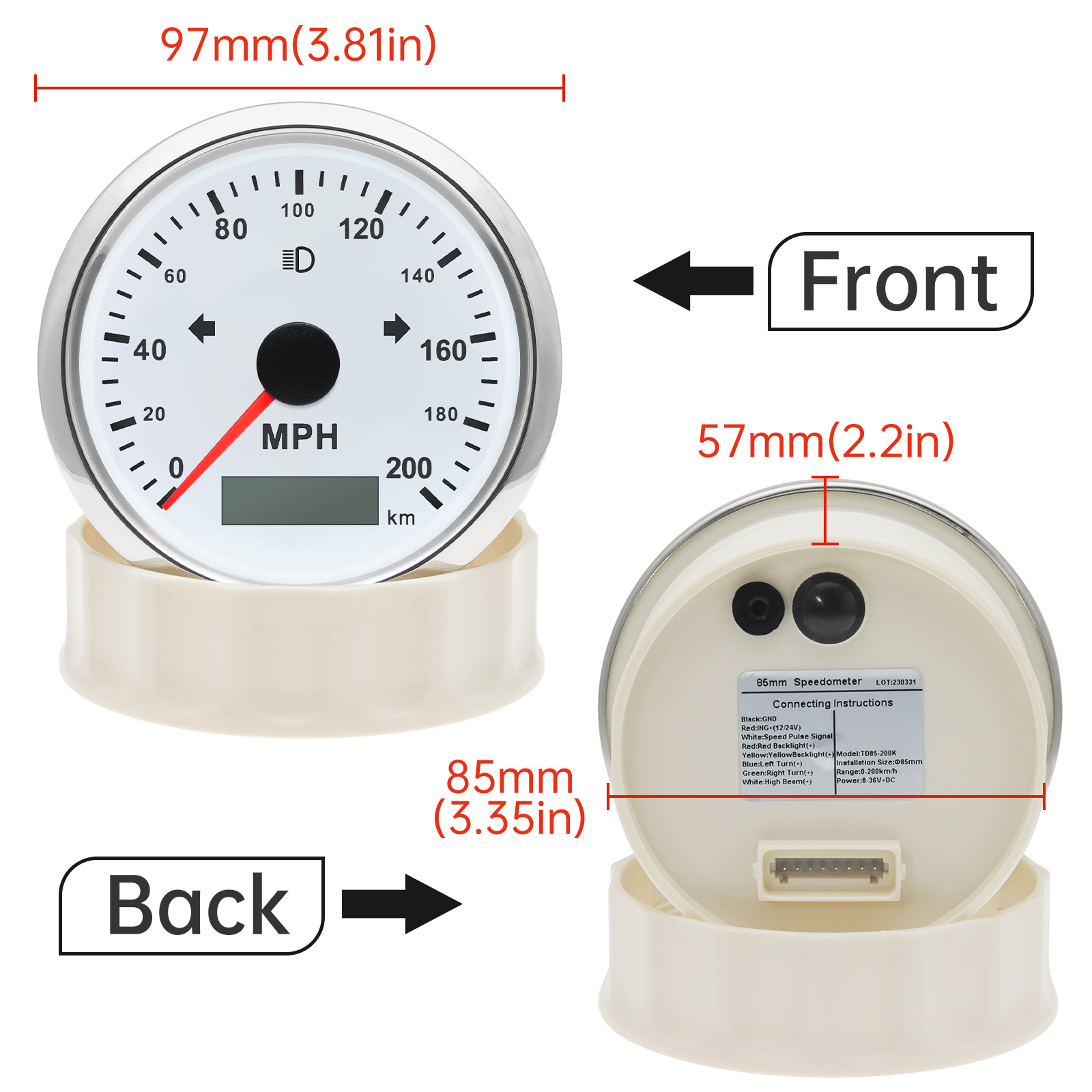 125 200 MPH KMH 85mm Speedomet - đánh giá và giá Analog Meter Gauge